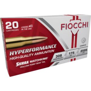 Fiocchi Hyperformance Matchking Rifle Ammunition .308 Win. 175 gr HPBT 2595 fps 20-ct