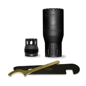 YHM Fat Cat 5.56mm QD Suppressor w-Mini sRx Muzzle Brake 5.56mm Stainless Steel-Cobalt 6 Black 1-2x28