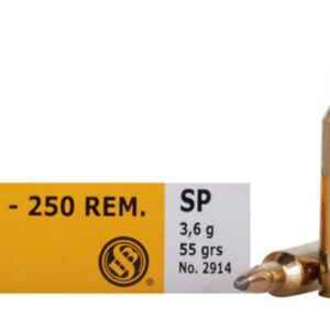 Sellier & Bellot Rifle Ammunition .22-250 Rem 55 gr SP  - 20-box
