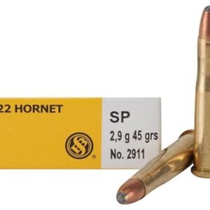 Sellier & Bellot Rifle Ammunition .22 Hornet 45 gr SP 2346 fps - 20-box