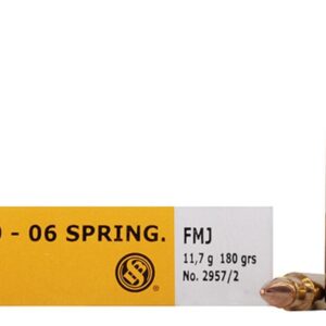 Sellier & Bellot Rifle Ammunition .30-06 Sprg 180 gr FMJ 2675 fps - 20-box