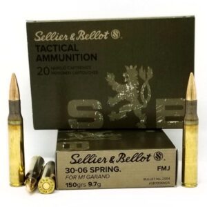 Sellier & Bellot M1 Garand Rifle Ammunition .30-06 Sprg. 150gr FMJ 2700 fps 20-ct