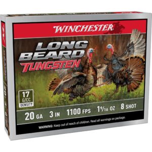 Winchester Long Beard Tungsten Shotshell 20ga 3" 1-9-16oz 1100 fps #8 5-ct